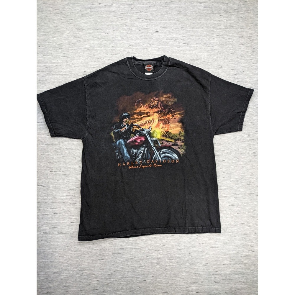 Vtg Men's‎ Harley Davidson Where Legends Roam Cowboy Old West Portland 2002 XL